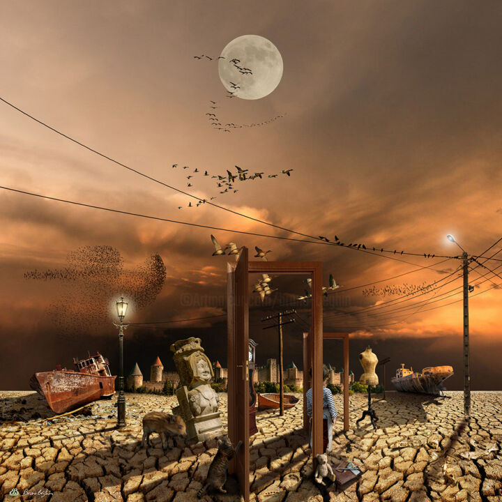 Arte digitale intitolato "Enfance VI" da Bruno Béghin, Opera d'arte originale, Fotomontaggio Montato su Alluminio