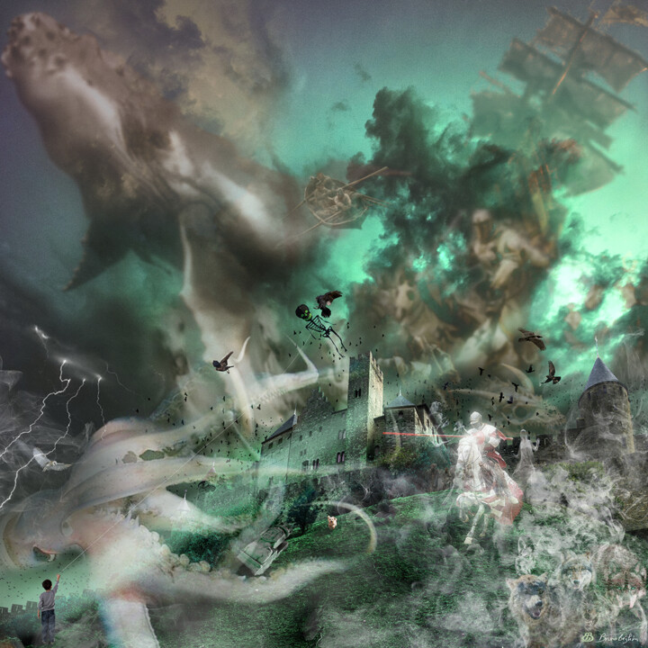 Digitale Kunst mit dem Titel "Enfance VII - Le ra…" von Bruno Béghin, Original-Kunstwerk, Digitale Collage