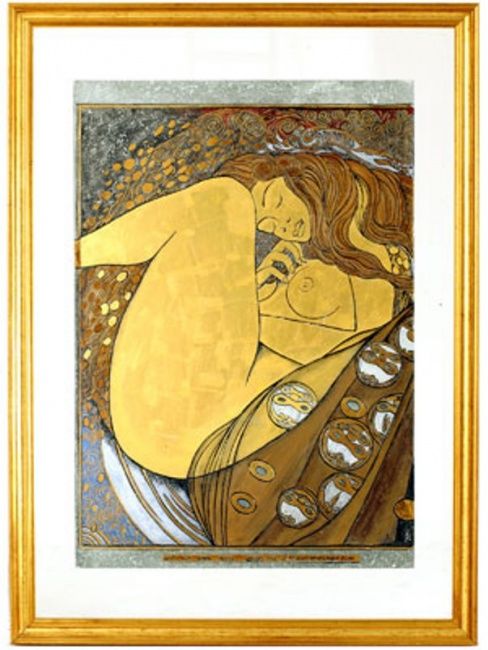 Gravures & estampes intitulée "Danae (Gustav Klimt…" par Bruno Bertoldini Bruber, Œuvre d'art originale