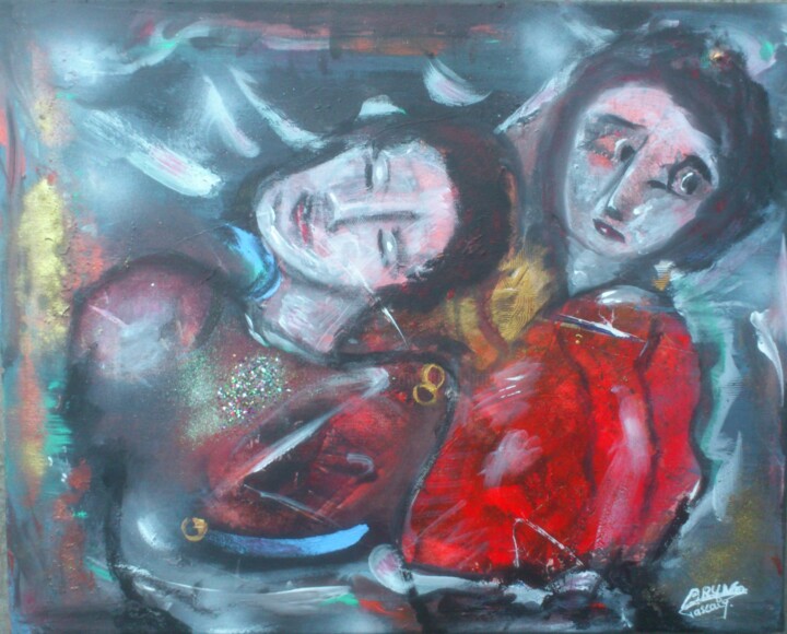 Painting titled "les-inseparables-46…" by Bruno Briatte, Original Artwork, Acrylic