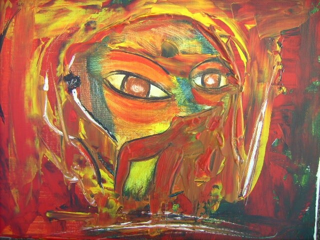 Painting titled "Visage caché" by Bruno Briatte, Original Artwork, Oil