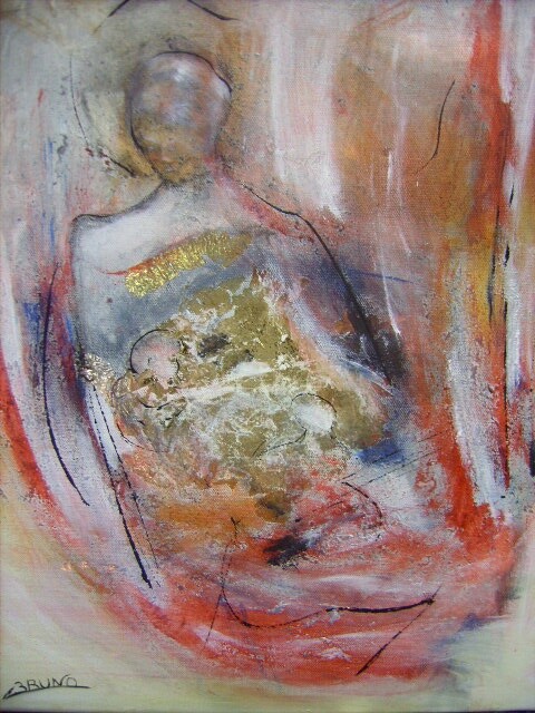 Painting titled "L'Ange Pascua" by Bruno Briatte, Original Artwork, Oil