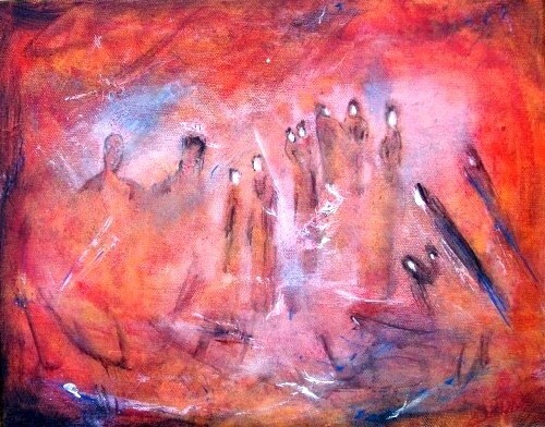 Peinture intitulée "L'Aube qui frappe" par Bruno Briatte, Œuvre d'art originale, Huile