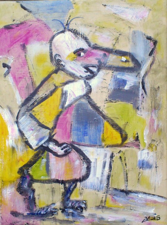 Painting titled "homme-a-la-banane-3…" by Bruno Briatte, Original Artwork, Acrylic