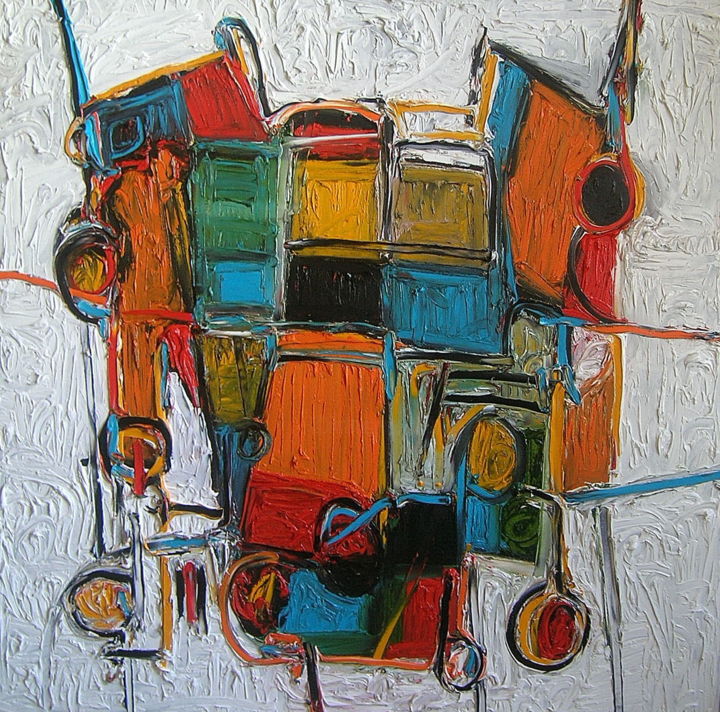 Painting titled "MOVING STATION" by Bruno Cantais, Original Artwork