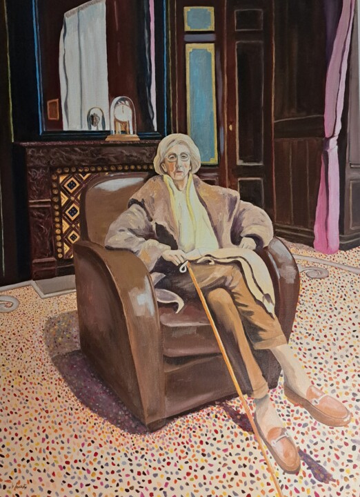 Malerei mit dem Titel "La Reine mère" von Bruno Ducrot, Original-Kunstwerk, Öl