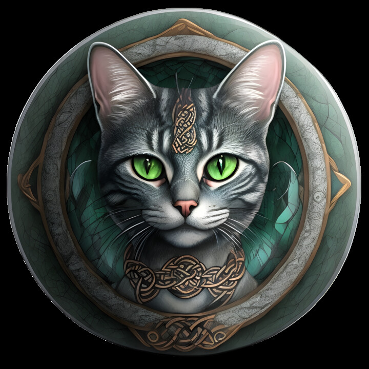 Digital Arts titled "Celtic Cat Pixie T…" by Bruno Dujardin, Original Artwork, AI generated image