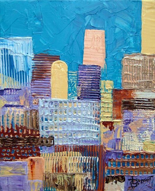 Painting titled "city 3" by Bruno Dumont, Original Artwork, Oil