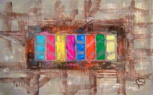 Peinture intitulée "8 couleurs 2" par Bruno Dumont, Œuvre d'art originale, Huile