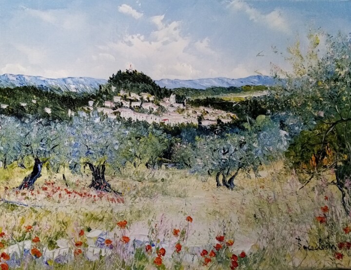 Painting titled "Forcalquier" by Bruno Gauclain, Original Artwork, Oil