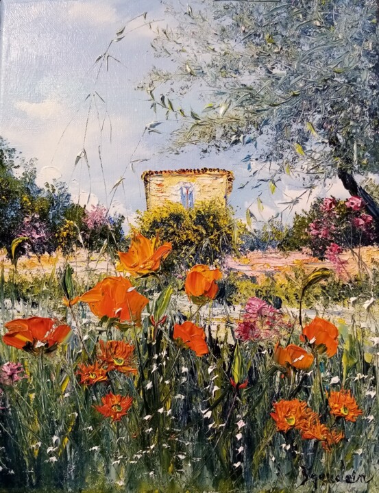 Pintura intitulada "Jardins de Valsaint…" por Bruno Gauclain, Obras de arte originais, Óleo