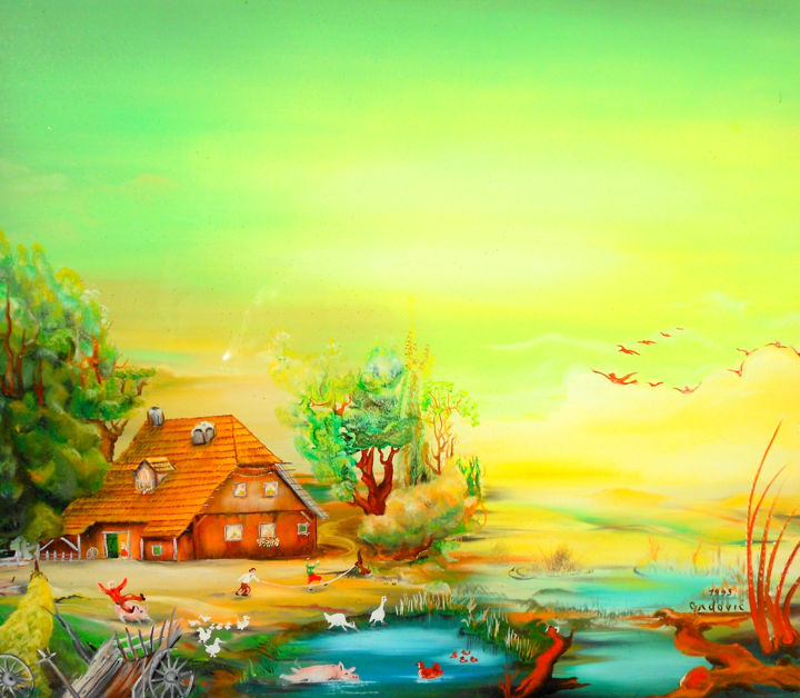 Peinture intitulée "La plaine Podravina…" par Dalma Bruno Grdovic, Œuvre d'art originale, Huile