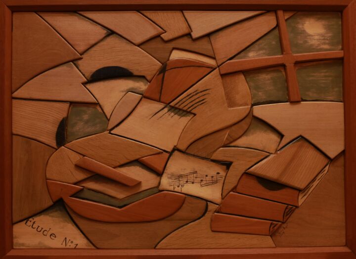 Sculpture titled "Etude N°1" by Bruno Grebot, Original Artwork, Wood Mounted on Wood Panel