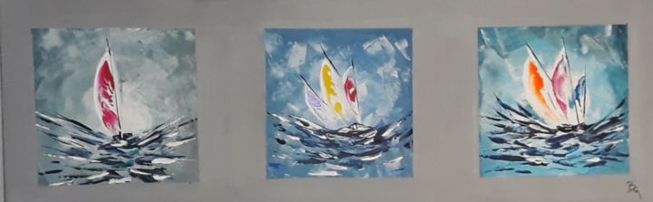 Peinture intitulée "Triptyque marin" par Bruno Guisset, Œuvre d'art originale, Acrylique