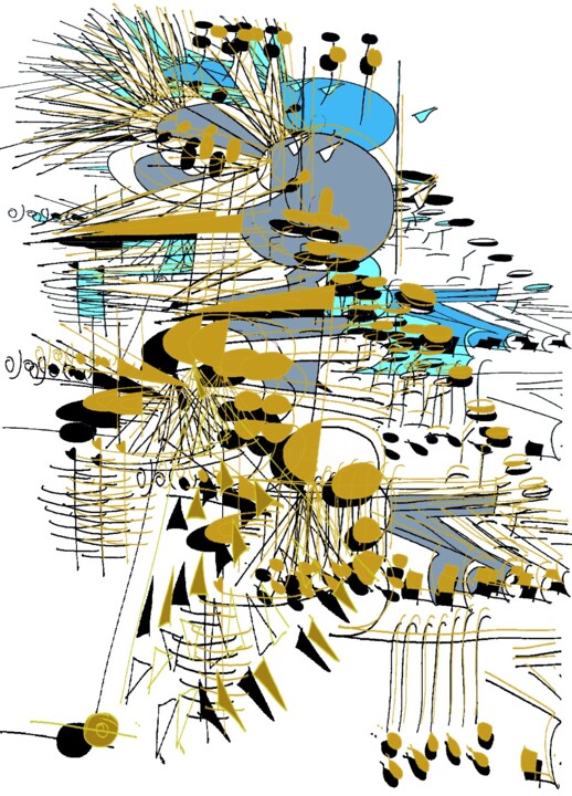 Zeichnungen mit dem Titel "ecriture rythmique" von Bruno Keip, Original-Kunstwerk