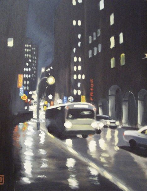 Peinture intitulée "Broadway (New York)" par Bruno Lebayle, Œuvre d'art originale, Huile