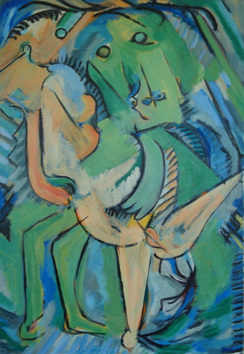 Painting titled "duo-n-2" by Bruno Leblais, Original Artwork