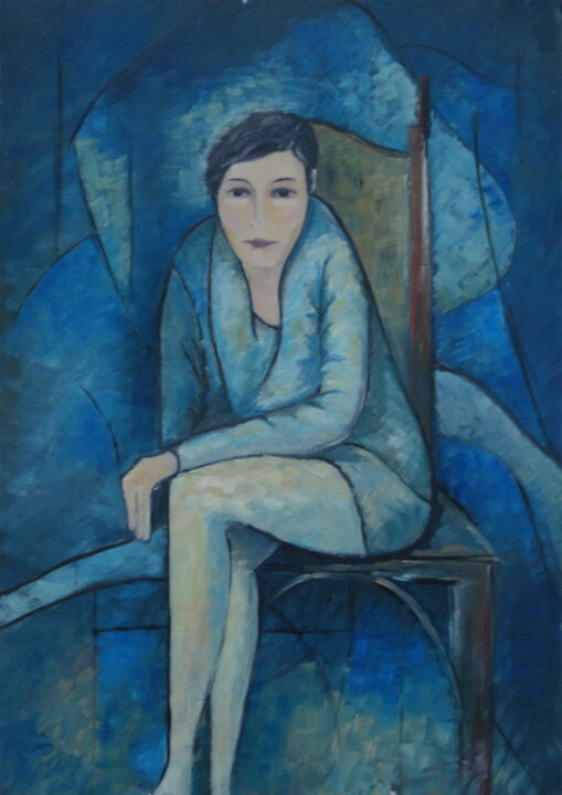 Painting titled "valérie" by Bruno Leblais, Original Artwork, Oil