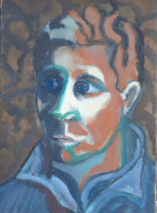 Painting titled "autoportrait 1" by Bruno Leblais, Original Artwork, Oil