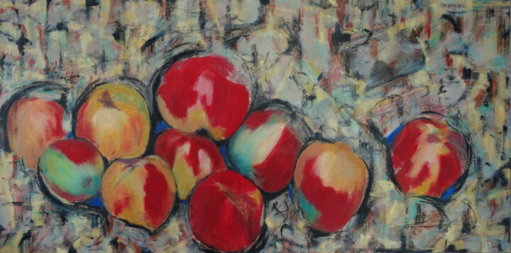 Painting titled "pommes" by Bruno Leblais, Original Artwork, Oil