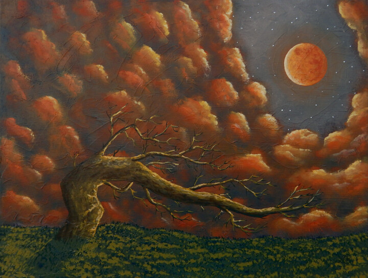 Peinture intitulée "Par une nuit de lun…" par Bruno Lemasson, Œuvre d'art originale, Acrylique