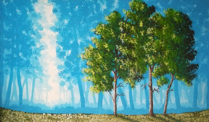 绘画 标题为“Dans la forêt profo…” 由Bruno Lemasson, 原创艺术品, 丙烯