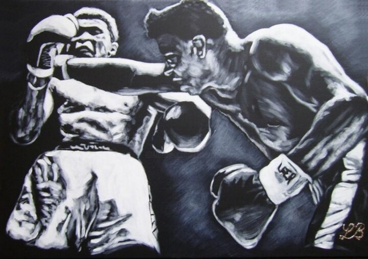 Картина под названием "Les boxeurs." - Bruno Lemasson, Подлинное произведение искусства, Акрил Установлен на Деревянная рама…
