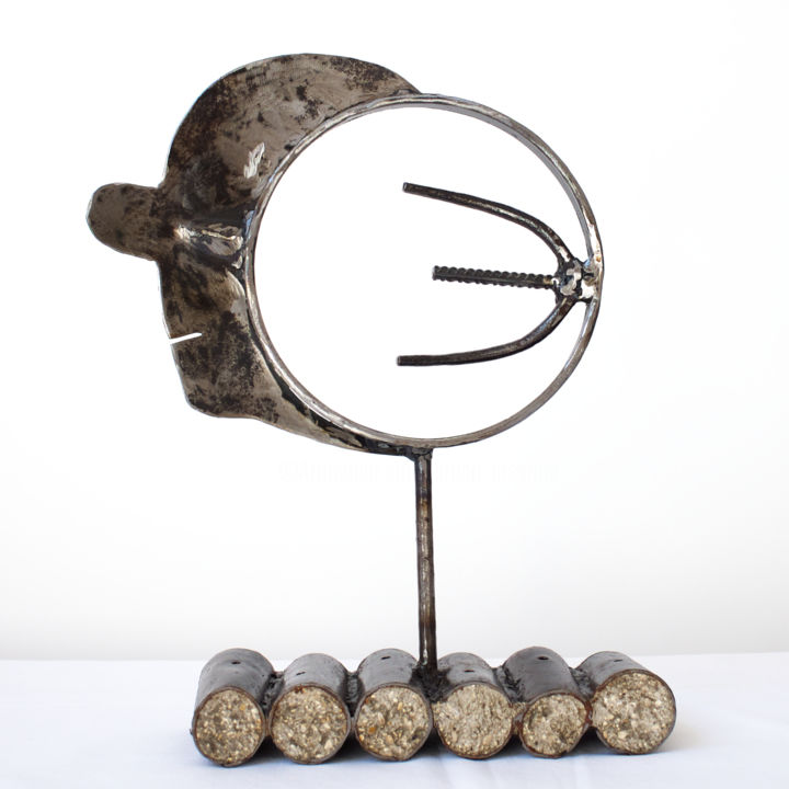 Sculpture intitulée "Cerveau Eros" par Bruno Mesrine, Œuvre d'art originale, Métaux