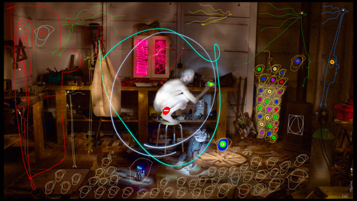 Photography titled "Fétus Cosmique Bis…" by Bruno Mesrine, Original Artwork, Light Painting