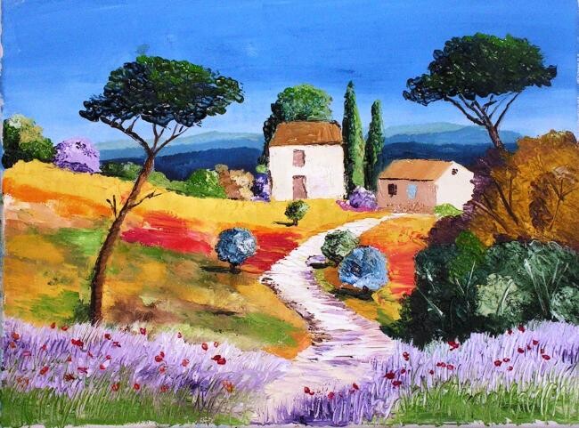 Peinture intitulée "paysage provence" par Bruno Mouqueron, Œuvre d'art originale, Autre