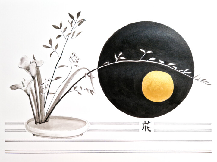 Drawing titled "Ikebana" by Bruno Parmentier, Original Artwork, Ink