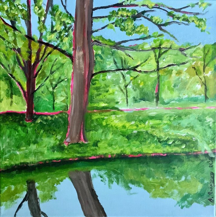 Картина под названием "La riviere 1" - Bruno Raharinosy, Подлинное произведение искусства, Акрил