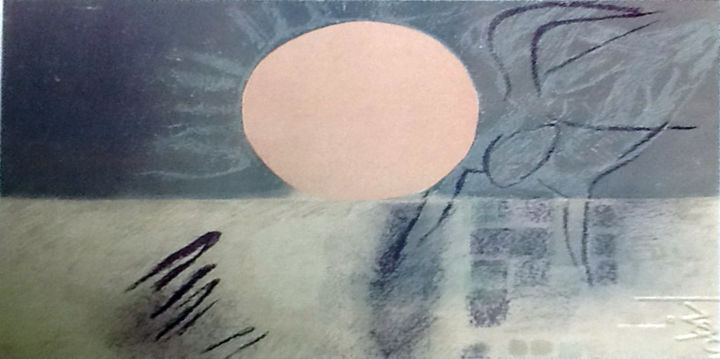 Incisioni, stampe intitolato "Ultimo sole" da Bruno Saetti, Opera d'arte originale, Serigrafia