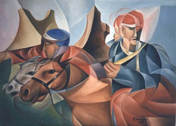 Pittura intitolato "Cavalieri" da Bruno Sciaraffia, Opera d'arte originale