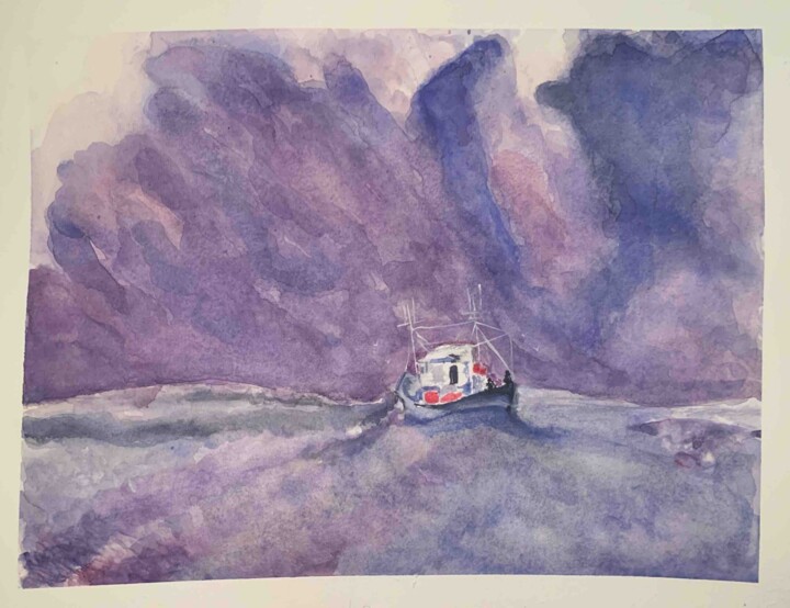 Painting titled "La tormenta perfecta" by Bruno Traversa, Original Artwork, Watercolor