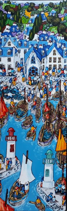 Pintura intitulada "Petit port à l'époq…" por Bruno Tremohars, Obras de arte originais, Acrílico Montado em Armação em madei…