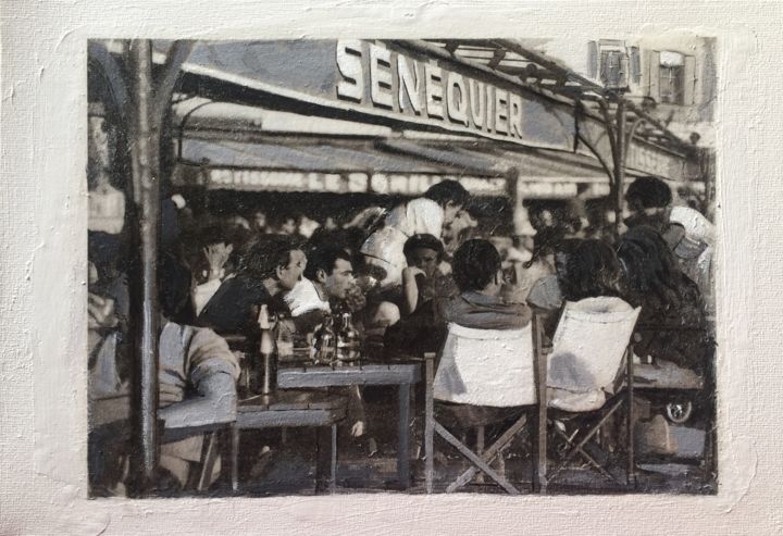 Peinture intitulée "Bar Le Sennequier ,…" par Bruno Tupinier, Œuvre d'art originale, Acrylique Monté sur Châssis en bois