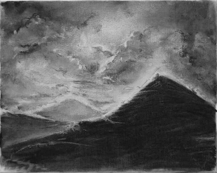 Dessin intitulée "dark landscape" par Bc, Œuvre d'art originale, Craie