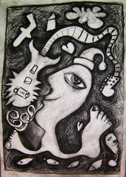 Drawing titled "e8v8e8" by Bruno Antony-Thouret (bruno antony), Original Artwork, Pencil