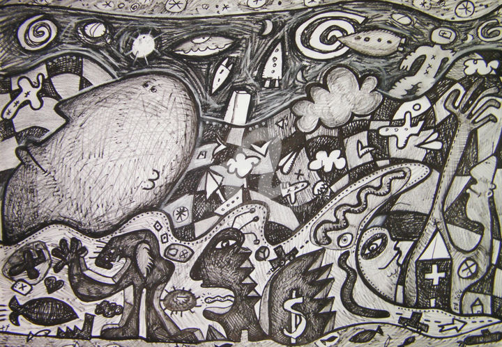 Dessin intitulée "tsunami 2004" par Bruno Antony-Thouret (bruno antony), Œuvre d'art originale, Pastel
