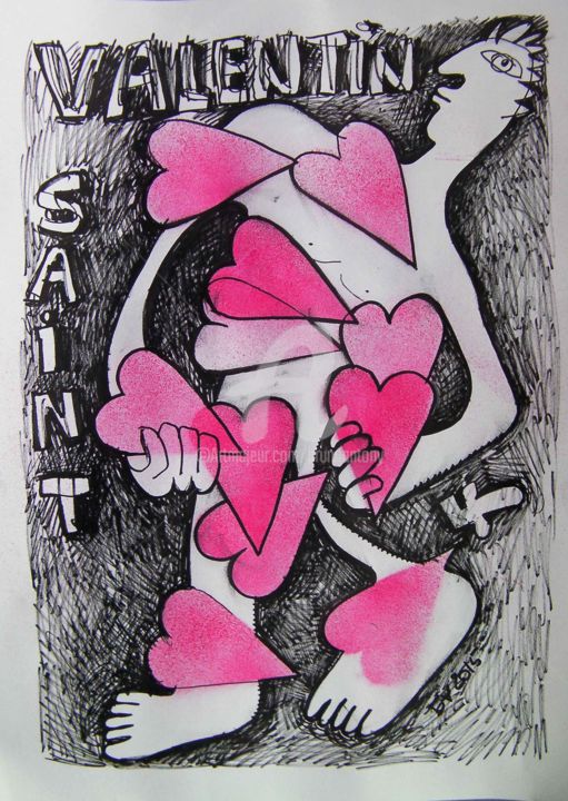 图画 标题为“Saint Valentin” 由Bruno Antony-Thouret (bruno antony), 原创艺术品, 标记