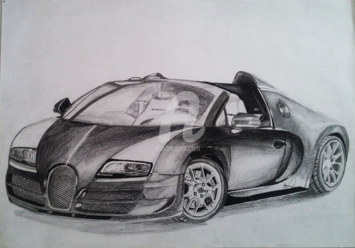 Drawing titled "Bugatti Veyron Supe…" by Bruno Cardoso, Original Artwork, Graphite