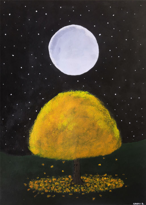 Painting titled "Moonlight" by Booron, Original Artwork, Acrylic