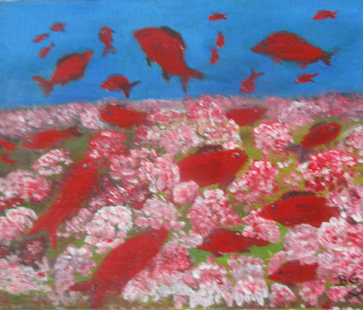 Painting titled "jardins de corail" by Bruno Grégory (BG), Original Artwork, Acrylic