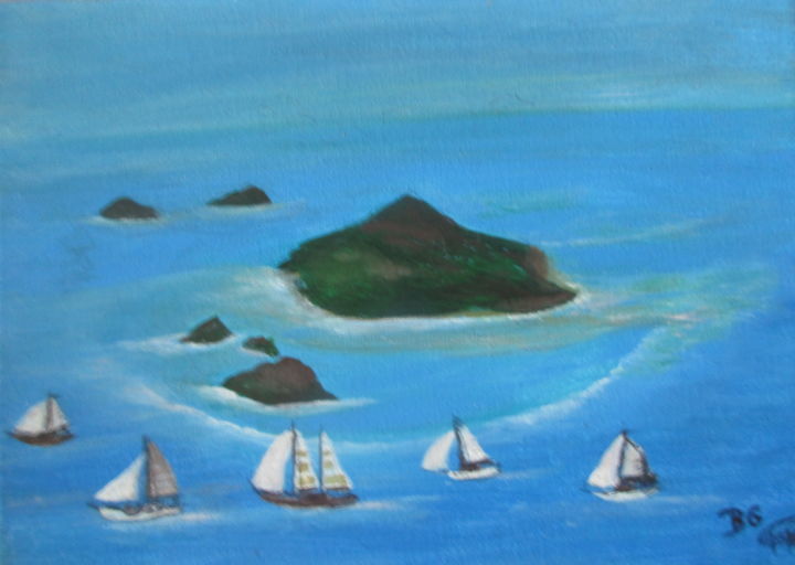 Malerei mit dem Titel "Atoll-Ile du Pacifi…" von Bruno Grégory (BG), Original-Kunstwerk, Acryl