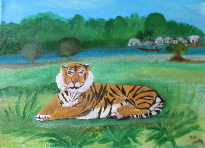 Painting titled "Le tigre" by Bruno Grégory (BG), Original Artwork, Acrylic