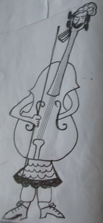 Dessin intitulée "La violoniste" par Bruno Grégory (BG), Œuvre d'art originale, Marqueur