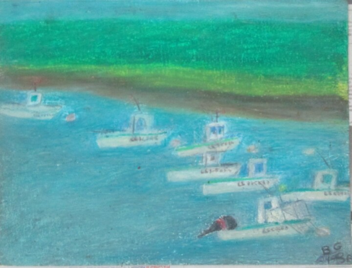 Drawing titled "L' Aiguillon-sur-Mer" by Bruno Grégory (BG), Original Artwork, Pastel