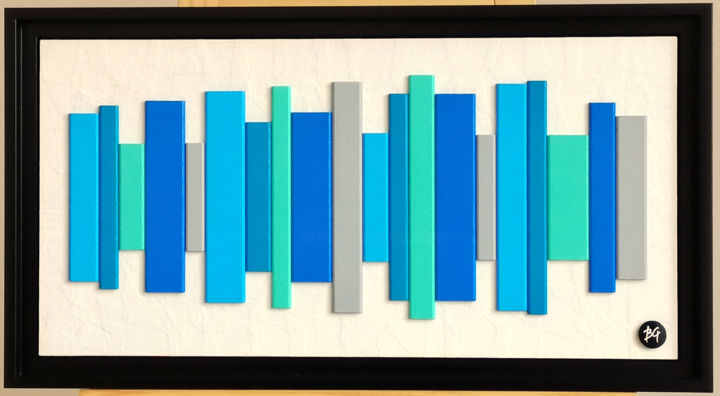 Painting titled "Vibrations 1" by Bruno Guévenoux, Original Artwork, Wood Mounted on Wood Panel