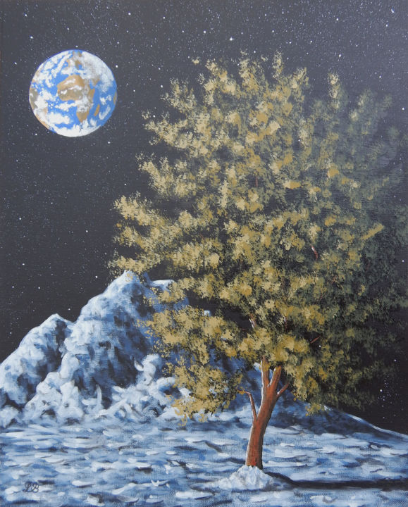 Peinture intitulée "Au clair de la Terre" par Bruno Lemasson, Œuvre d'art originale, Acrylique